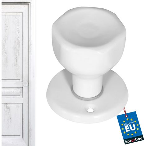 Bouton de Porte Tournant Blanc Quincaillerie de Porte Poignée Acier Laqué 1 pièce Partie Supérieure Durable (1/5)