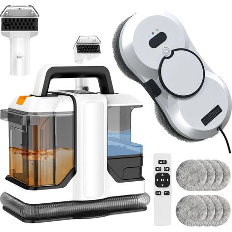 Robot de nettoyage de fenêtres, pulvérisation d'eau automatique, aspiration puissante, Nettoyage de fenêtres + Nettoyage de tapis (1/2)