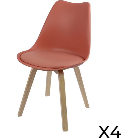 Set di 4 sedie design rosso terracotta con cuscino collezione MIA (1/2)