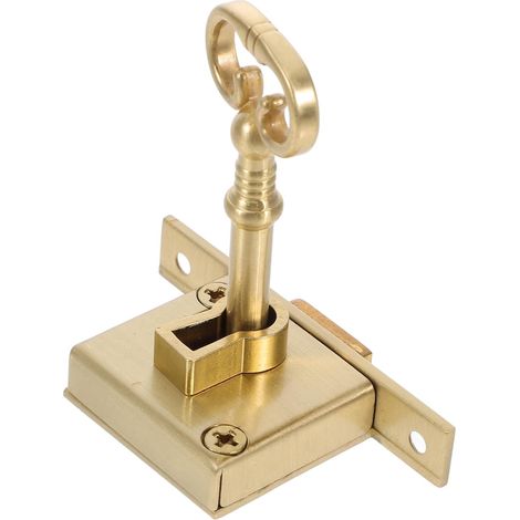 Serrure carrée robuste en laiton doré pour portes et tiroirs, à clé (1/5)