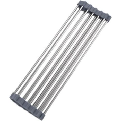 Égouttoir À Vaisselle Pliable En Acier Inoxydable Étagère De Séchage À Rouler Support D'évier De Cui Grey 37x30cm Grey 37x30cm