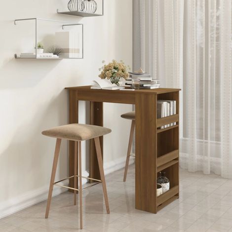 Table de bar et rangement chêne marron bois d'ingénierie vidaXL