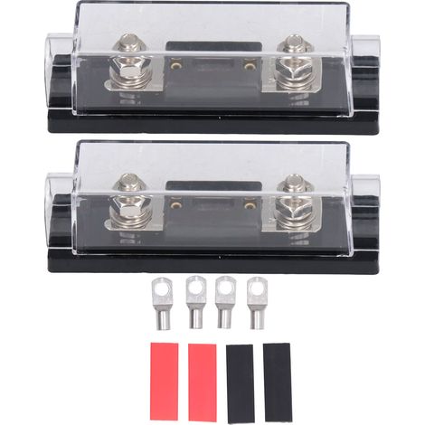 Lot de 2 supports fusible 300A + 4 cosses cuivre + 4 gaines thermorétractables étanches pour audio auto (1/5)