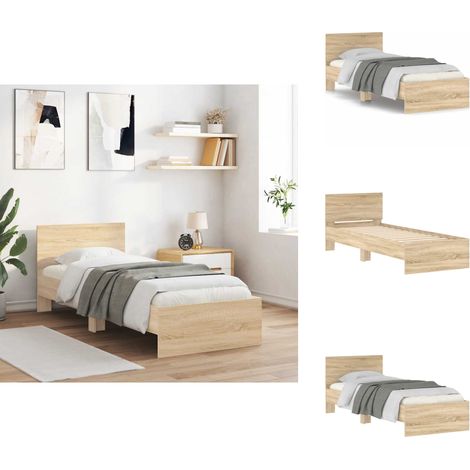 Cadre de lit sans matelas avec tête de lit 90x190 cm - Cadre De Lit - Lit Double - Lit Avec Têtedé Lit - Literie - Meubles Chambre (1/5)