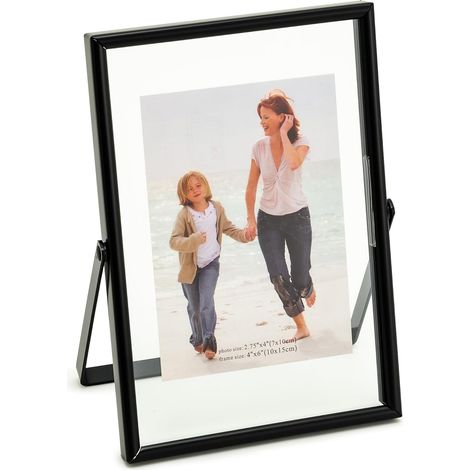 Cadre flottant noir avec étagères verticales, cadre photo de table, panneau suspendu noir, adapté pour menu/mariage, fête, décoration de cérémonie (1/5)
