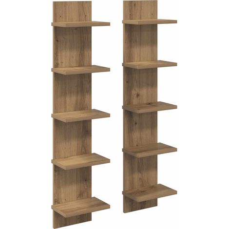 Estante de pared 2 uds. Roble artisan 22 x 15 x 100 cm vidaXL