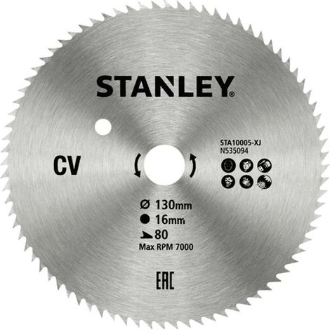 Lame chromée ø 130x16 mm. 80 dents STANLEY STA10005-XJ
