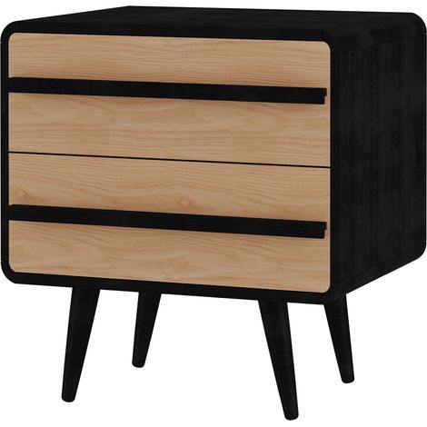 Chantal Table de chevet avec 2 tiroirs en effet chêne noir (1/5)