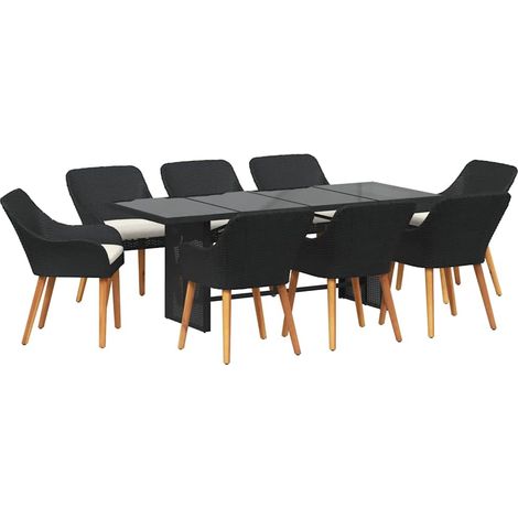 Maison Exclusive - Conjunto de Comedor de Jardín 9 uds. Negro rat (1/5)