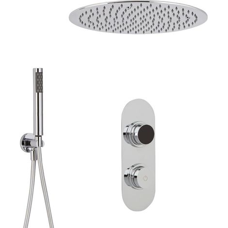 Hudson Reed - Kit de Douche Thermostatique Digital 2 Fonctions avec Pommeau Encastré Rond