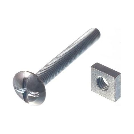 One Stop DIY Lot de 6 boulons de toiture et écrous carrés ZP zingués M6 x 50