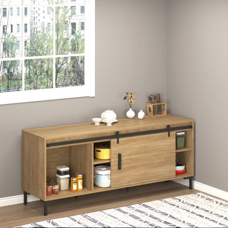 Kit de riel deslizante para puerta simple de acero negro, 200 cm, con accesorios (1/5)