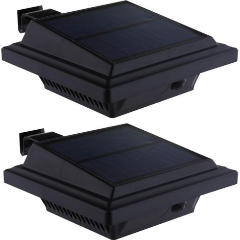 Lampe solaire de gouttière à 40 LED Éclairage solaire extérieur Éclairage de jardin noir, lumière solaire blanc froid, applique murale de sécurité 3 W pour garage, terrasse [Classe énergétique A] (2 (1/5)