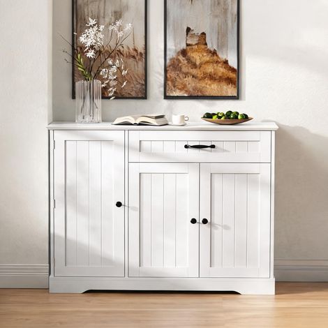Buffet coloris blanc en MDF 107 x 40 x 83,4 cm (1/5)