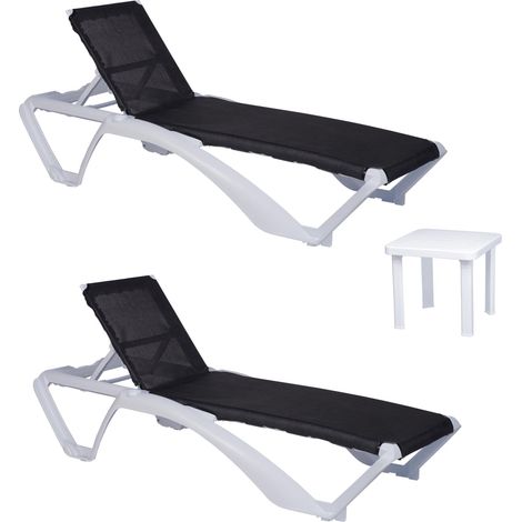 Set 2+1 tumbonas-mesa auxiliar exterior blanco - negro ACQUA-ANDORRA garbar (1/5)