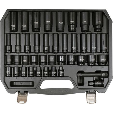 Yato Schlag‑Steckschlüsselsatz 40‑tlg  1/2" (12,7 mm) CrMo SCM‑440  AS‑DRIVE System  Stecknuss‑Set für Kfz, Werkstatt & Industrie