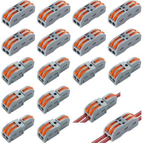 16 Pièces Connecteurs Electriques Rapide avec Levier - Borne de Connexion Électrique - Bornes de Connexion Automatique, SPL-1M 2M, 1-Fil 2-Entrées et Peut Étre Librement Combiné Bornier Electrique (1/5)