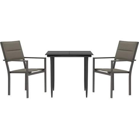 Maison Exclusive - 3-tlg. Garten-Essgruppe Schwarz Stahl und Text