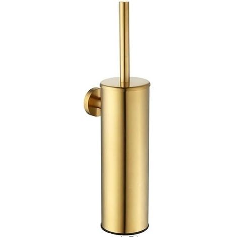 Porte-brosse mural en acier inoxydable pour salle de bain, blanc, doré, noir, gris (doré) (1/5)