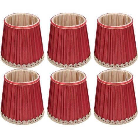 pair Abat Jour Tissu Rouge Vin Bord Doré Pour Lustre Table E14 Applique Murale (1/4)