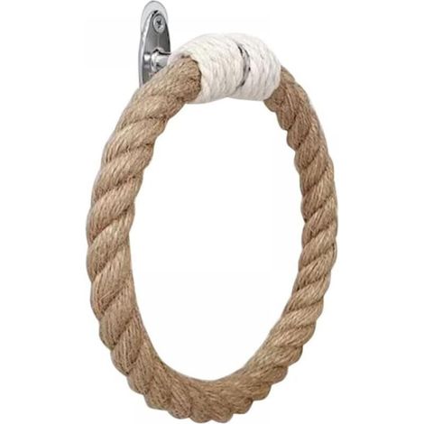 Porte-Serviettes Corde Serviette Anneau Mural en Bois Serviette De Bain Anneaux Ferme Rustique Porte-Serviette pour Salle De Bain Cuisine Mur Décor Stand Accessoires (1/5)