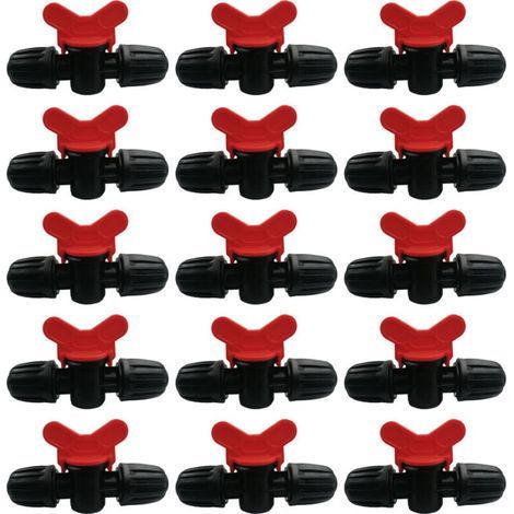 Thsinde15 Pièces Vanne Interrupteur Goutte à Goutte PE Tuyau d'Irrigation 16mm Verrou Barbelé Raccord Valve Connecteur Tuyau Barbelé Valve Jardin