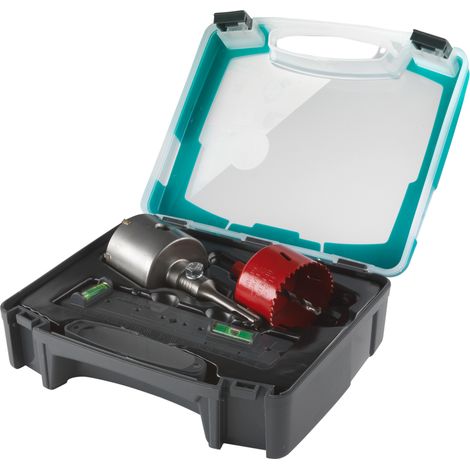 Coffret Trépans Ø 68 pour divers Matériaux, 1 Trépan SDS-Plus + 1 Trépan BiM + Guide d'Installation électrique - wolfcraft 5982000 (1/5)