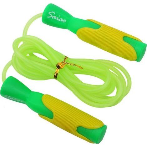 Corde à sauter ajustable pour enfants avec poignées en plastique rouge - Équipement d'entraînement (1/4)