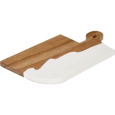 Plateau de présentation apéro 31 cm en résine et bois de teck - JEMMA (1/5)