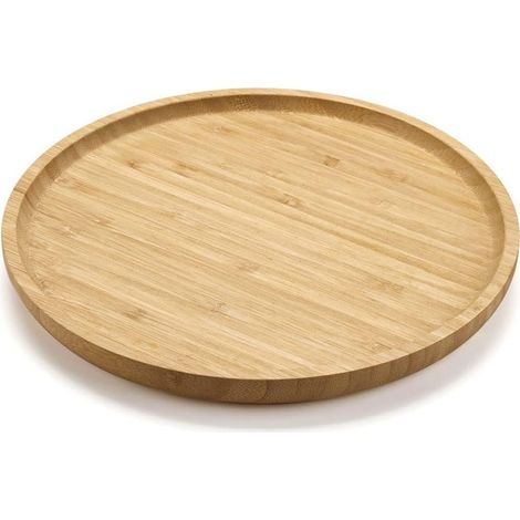 Plateau Rond en Bambou, Plateau de Service en Bois, Plateau Décoratif pour Table de Cuisine (35 x 35 x 2 cm) (1/5)