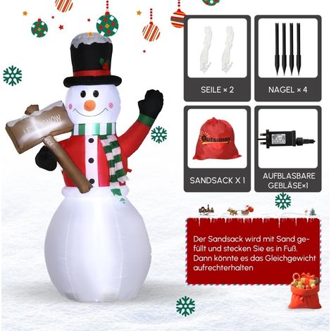 Pupazzo di neve gonfiabile 103x70x180 cm in poliestere multicolore con LED FloraGrace (1/5)