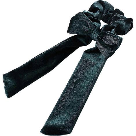 Chouchou décoratif en ruban avec nœud papillon, élastique à cheveux en velours, corde à cheveux-Blue (1/5)