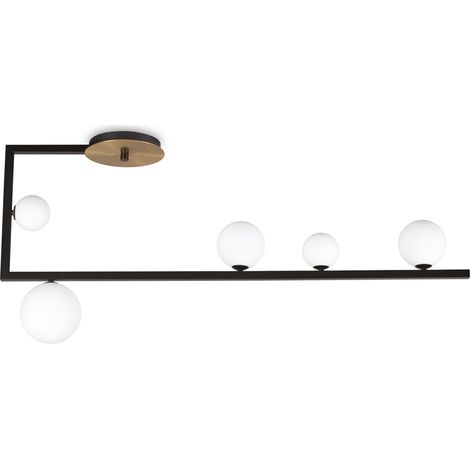 Plafoniera Industrial-Minimal Birds Metallo Nero 5 Luci G9 3W 3000K Luce Calda (1/3)