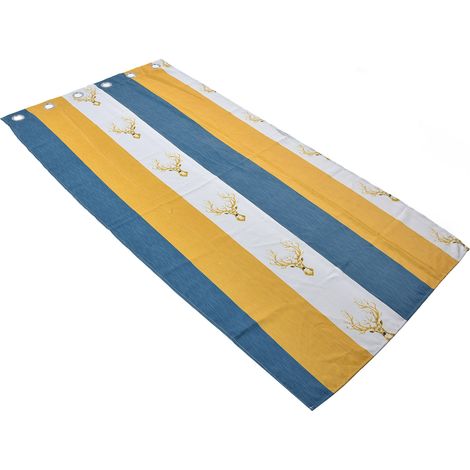 Rideau occultant imprimé tête de cerf jaune, 1x2 m, en lin et velours, style ins, prêt à poser, occultant, trous inclus. (1/5)
