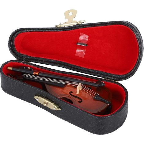 Mini Basse Ornements en Bois Petit Instrument de Musique Modèle Décoration de Maison 10cm (1/5)