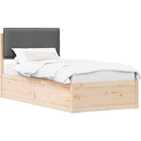 Bed Frame with Upholstered Headboard Dark Grey 90 x 200 cm vidaXL