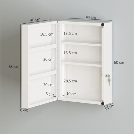 Medizinschrank, abschließbarer Medikamentenschrank mit 6 Regalen für Küche, Flur (1/5)