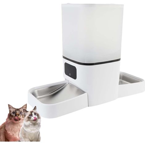 Intelligenter Katzenfutterspender, 6 Liter automatischer Katzenfutterspender mit Doppelnapf und Stromversorgung, App-Steuerung, Dreifachverriegelung (1/5)