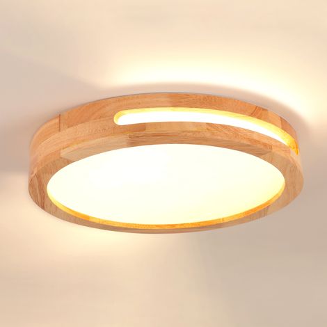 40CM Lampara De Techo Led Modernas Plafones De Interior Plafones De Madera Para Dormitorio, Pasillo, Cocina, Sala De Estar, Blanco Cálido, 3000K