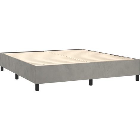 Somier de láminas sobre patas estructura de cama 160x200 cm tela terciopelo gris claro TDL0207183