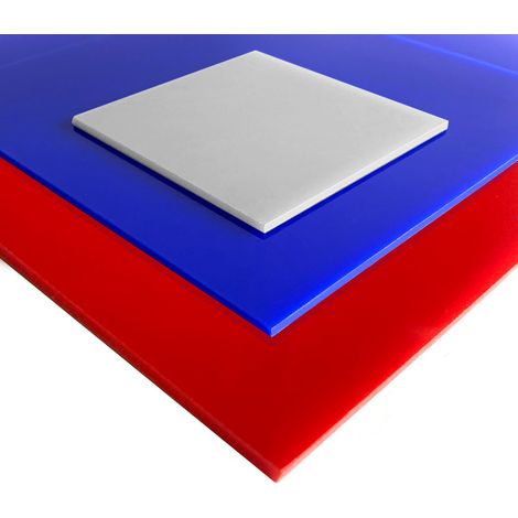 Verre acrylique couleur 3 mm. Feuille verre acrylique. Verre acrylique rouge, verre acrylique bleu, verre acrylique gris. Verre synthétique. PMMA XT - Bleu - 200 x 100 mm