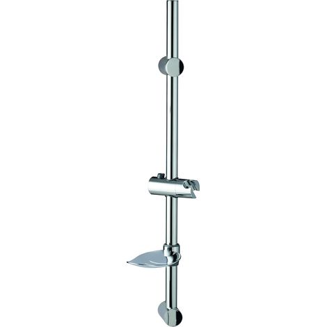 1 Barre de douche, Inox Ø25mm, Curseur ABS chromé, Porte-savon, Salle de bain