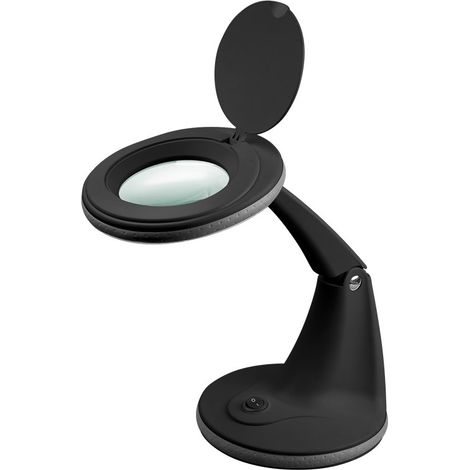 goobay 65578 Lámpara de Lupa LED/lámpara de Lupa con pie/Lupa de pie con luz / 6 W Consumo/Temperatura de Color 6500 K/Flujo Luminoso 450 LM/tensión de Servicio 230 V (AC) / Negro (1/5)