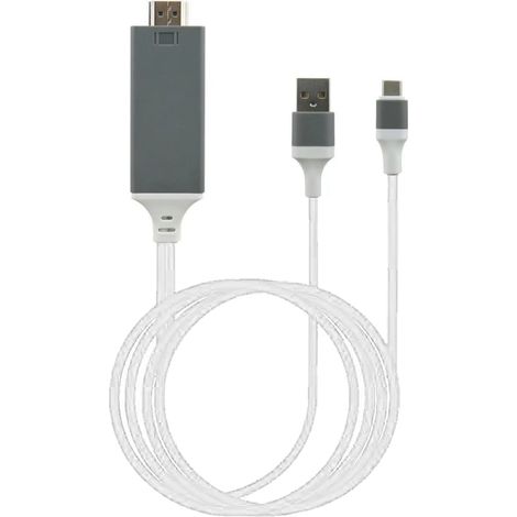 Câble adaptateur USB-C vers HDMI, blanc, en PVC et cuivre, pour téléphone portable et ordinateur portable (1/5)