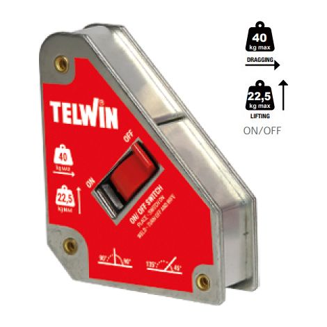 Positionneur magnétique avec interrupteur marche/arrêt, capacité de charge 22,5-40 kg. 804255 TELWIN (1/2)
