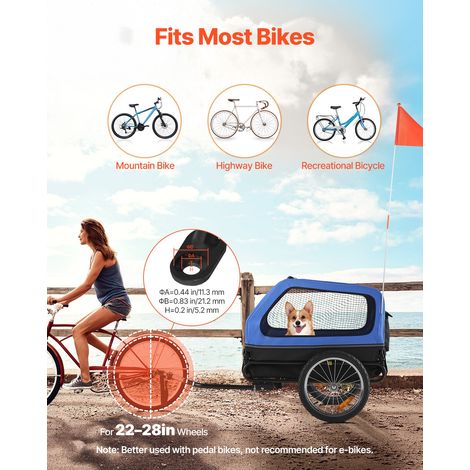 Remorque vélo pour chien, charge 40 kg, porte animaux de compagnie de vélos, cadre pliable facile avec roue à dégagement rapide, co… (1/5)