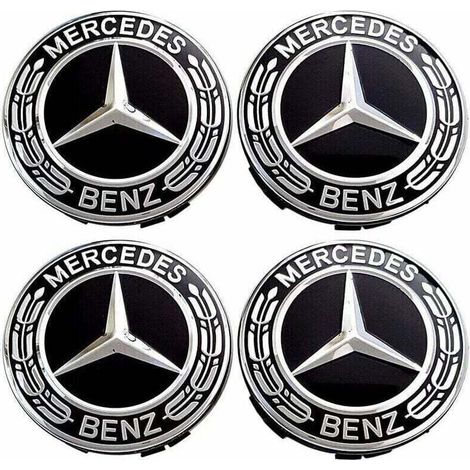4 pièces Cache Moyeux - Compatible with Mercedes Benz - 75mm - Cache de Roue Centrale - ABS - Accessoires de Voiture (1/4)