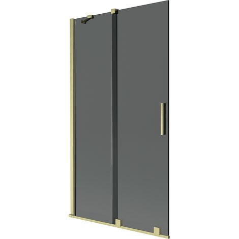 Mexen Velar Duschabtrennung 2-flügelig verschiebbar 100 x 150 cm, grafit, gebürstetes Gold - 896-100-000-41-55 (1/2)