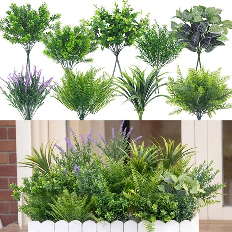 24 Pièces Plante Artificielle Exterieur Anti UV Arbuste Artificiel (1/5)