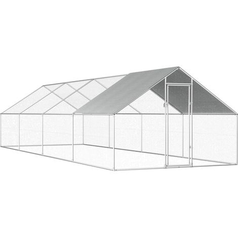 Poulailler d'extérieur,Enclos à poules,Cage pour Animaux 2,75 x 8 x 1,92 m Acier galvanisé DGBDF391503 (1/5)